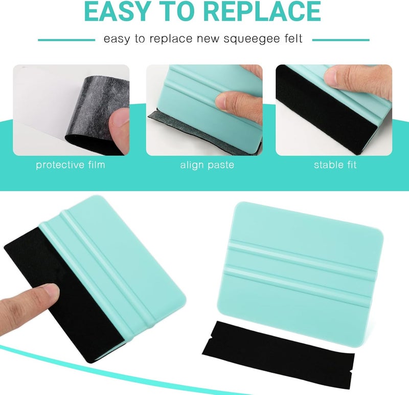 WRAPXPERT Squeegee for Vinyl- Felt Vinyl Squeegee 2 Pcs,Purple and Teal Squeegees Scraper Tool Kit for Crafts Car Wrap Window Tint Wallpaper Glass Film Application - Image 2